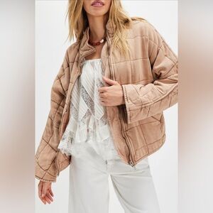 Free People Dolman Quilted Knit Jacket - Color: Champagne Diamonds, Size: Small